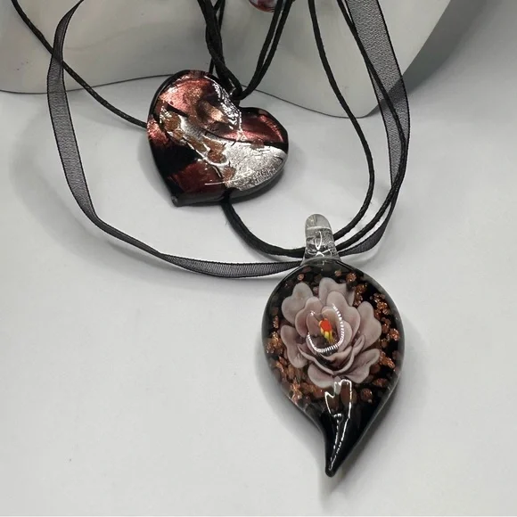 Festival Art Glass Bead Necklace Lot 7pc Boho Summer Colorful Statement Bundle - Picture 8 of 8